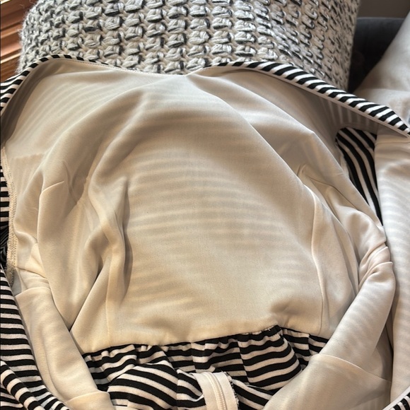 The Limited black and white striped dress with blue belt - Picture 12 of 13